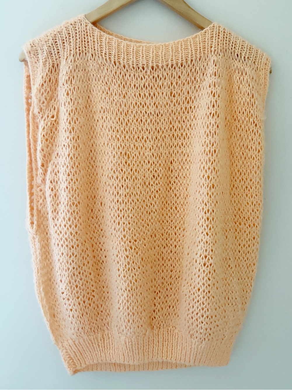 Peach hand made Open-Knit Sleeveless Sweater Vest